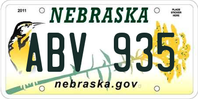 NE license plate ABV935