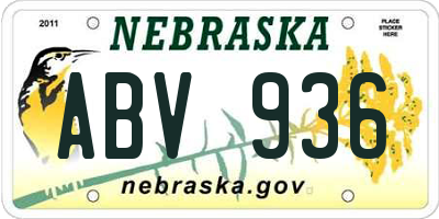 NE license plate ABV936