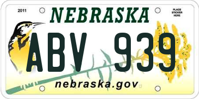 NE license plate ABV939