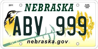 NE license plate ABV999
