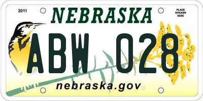 NE license plate ABW028