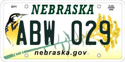 NE license plate ABW029