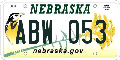 NE license plate ABW053