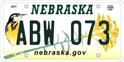 NE license plate ABW073