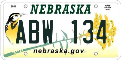 NE license plate ABW134