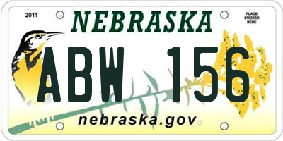 NE license plate ABW156