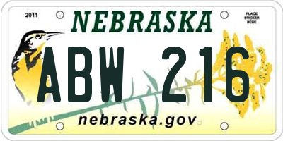 NE license plate ABW216