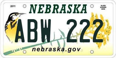 NE license plate ABW222
