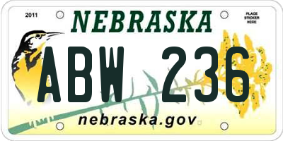 NE license plate ABW236