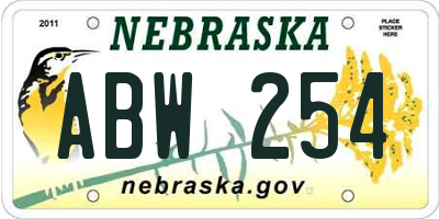 NE license plate ABW254