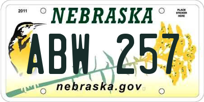 NE license plate ABW257