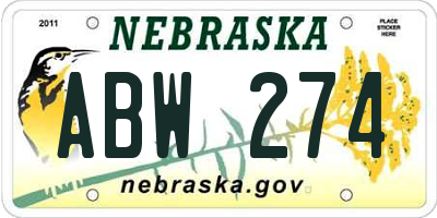 NE license plate ABW274