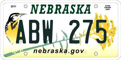 NE license plate ABW275
