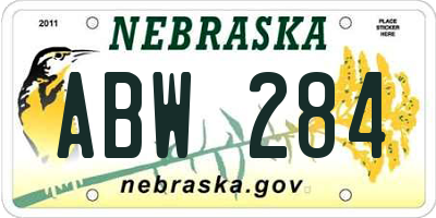 NE license plate ABW284