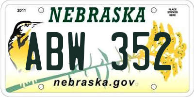 NE license plate ABW352