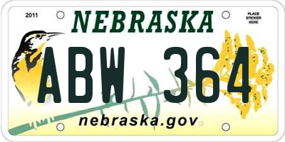NE license plate ABW364