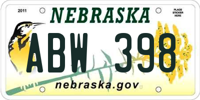 NE license plate ABW398