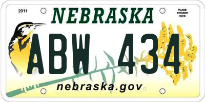 NE license plate ABW434