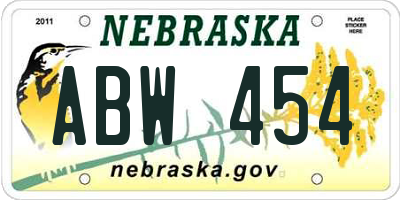 NE license plate ABW454
