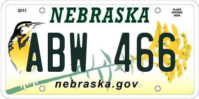 NE license plate ABW466