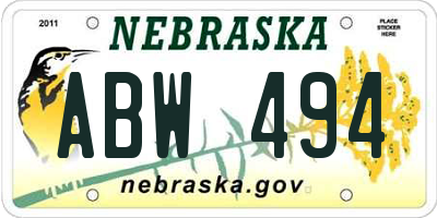 NE license plate ABW494
