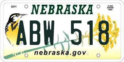 NE license plate ABW518