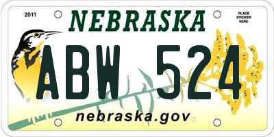 NE license plate ABW524