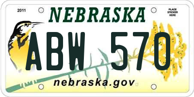 NE license plate ABW570