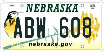 NE license plate ABW608