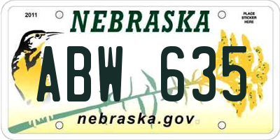 NE license plate ABW635