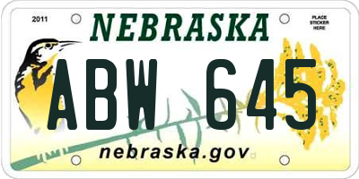 NE license plate ABW645
