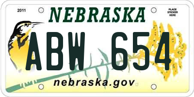 NE license plate ABW654