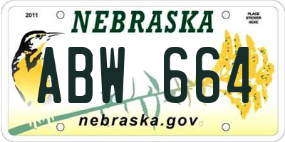 NE license plate ABW664