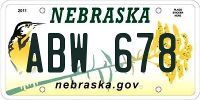 NE license plate ABW678