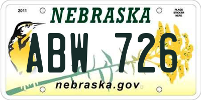 NE license plate ABW726