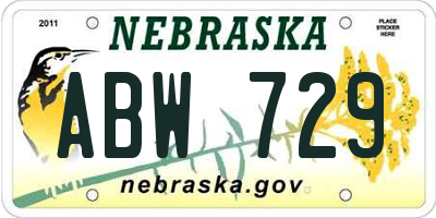 NE license plate ABW729