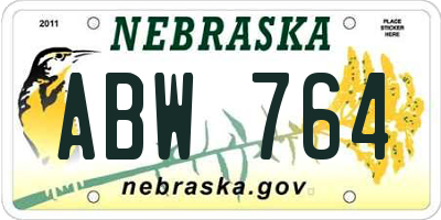 NE license plate ABW764