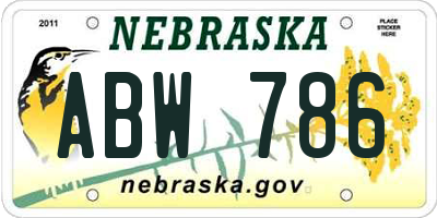 NE license plate ABW786