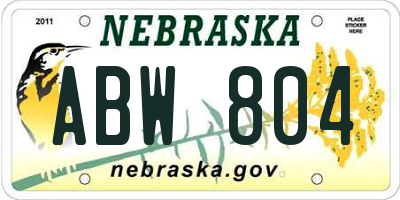 NE license plate ABW804