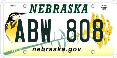 NE license plate ABW808