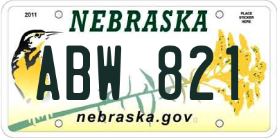 NE license plate ABW821