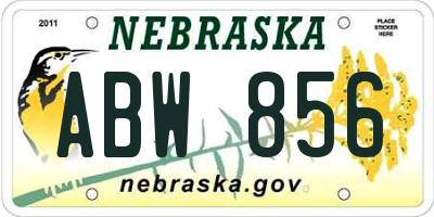 NE license plate ABW856