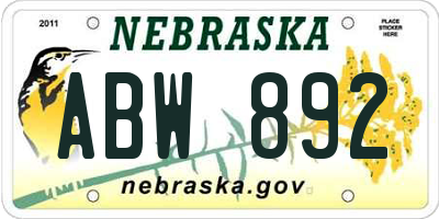 NE license plate ABW892