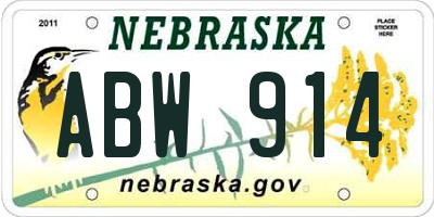 NE license plate ABW914