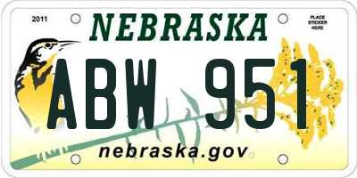 NE license plate ABW951