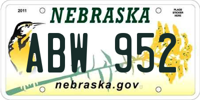 NE license plate ABW952