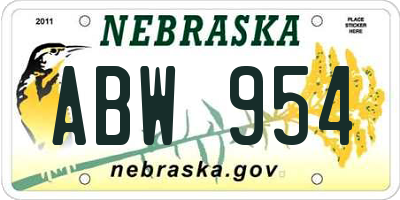 NE license plate ABW954