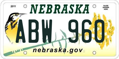 NE license plate ABW960