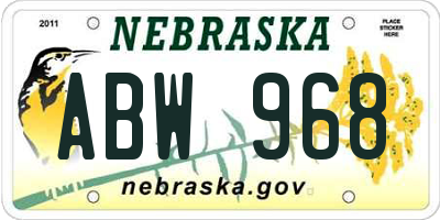 NE license plate ABW968