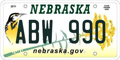 NE license plate ABW990